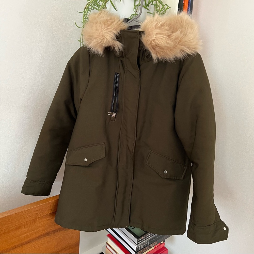 Mango Coat with Detachable Faux Fir Hood